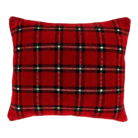 SARO LIFESTYLE Saro Lifestyle 7690.R18SC 18 in. Plaid Chenille Square Pillow Cover; Red 7690.R18SC